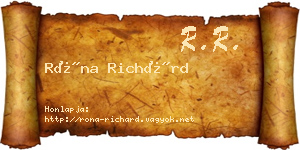 Róna Richárd névjegykártya